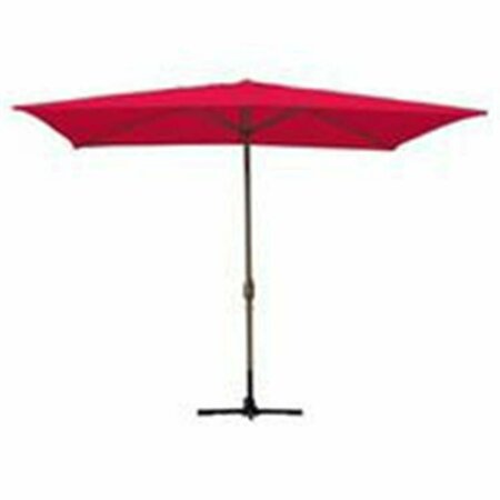 PROPATION 6.5 x 10 Ft. Aluminum Patio Market Umbrella Tilt with Crank - Red Fabric & Champagne Pole PR2593377